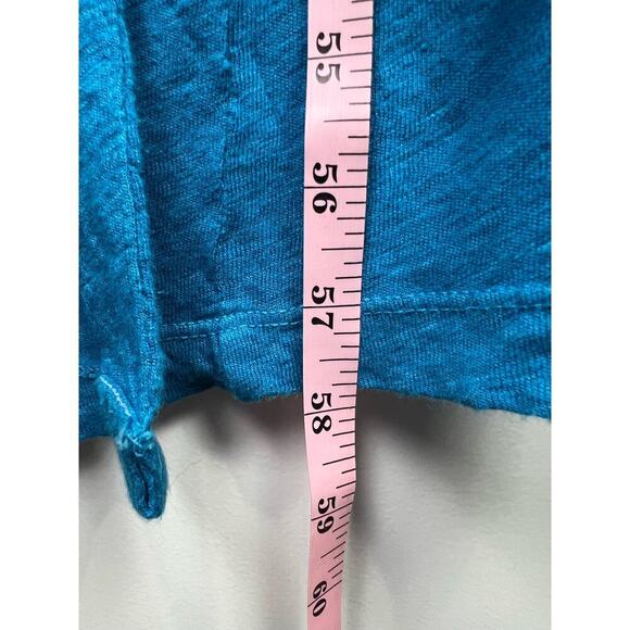 Fresh Produce 100% Linen Jersey V Neck Short Sleeve Long Blue Maxi Dress Small - Picture 12 of 12